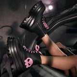 Skulled Pink Platform Boots