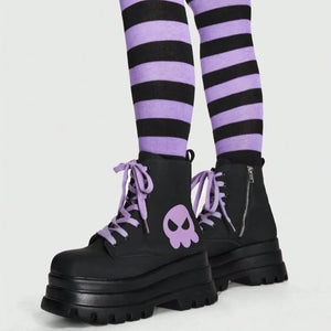 Skulled Purple Platform Boots