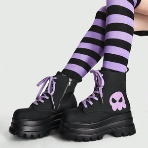 Skulled Purple Platform Boots