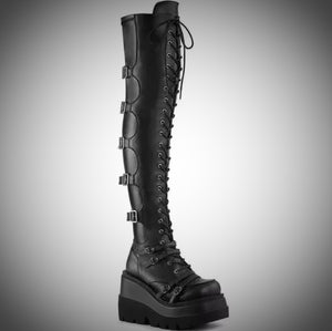 Gothic Wedged Thigh-High Platform Boots