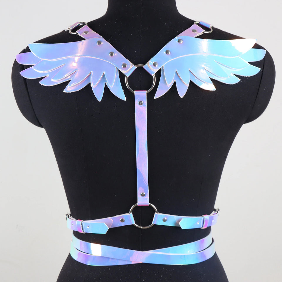 Iridescent Angel Winged Suspender Belt