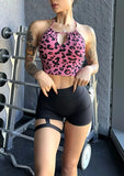Pink Leopard Print Halter Top