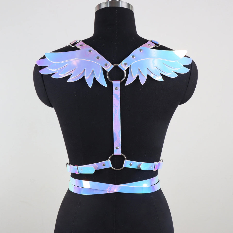 Iridescent Angel Winged Suspender Belt