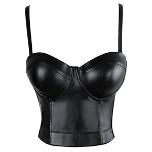 Black Leather Halter Top