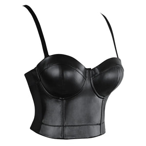Black Leather Halter Top