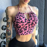Pink Leopard Print Halter Top